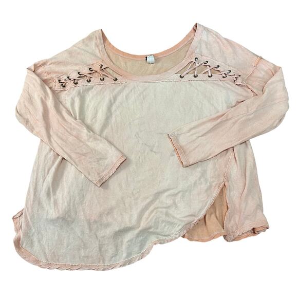 FREE PEOPLE Women's We The Free First Love Lace-Up Tee Size L In Silk Clay - Picture 1 of 10